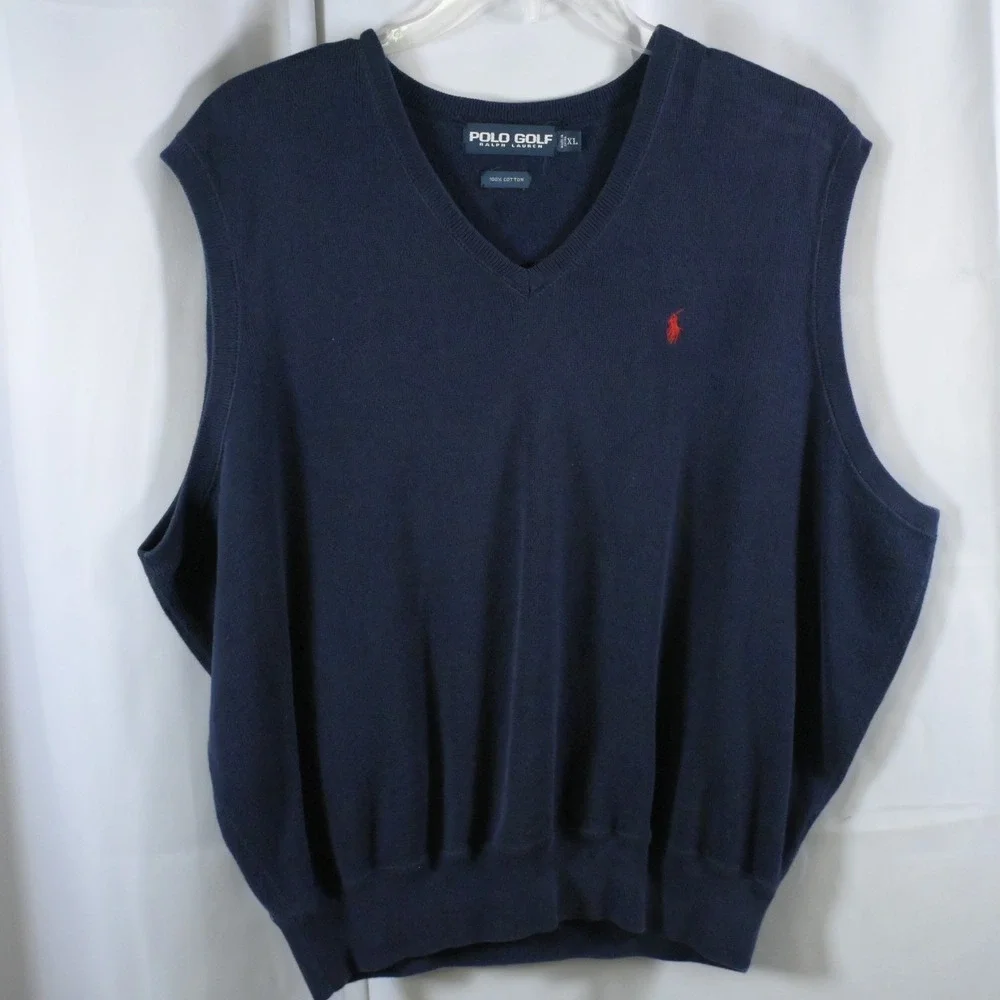 Polo Golf‎ Ralph Lauren Men's Navy V-Neck Sleeveless Sweater Vest XL